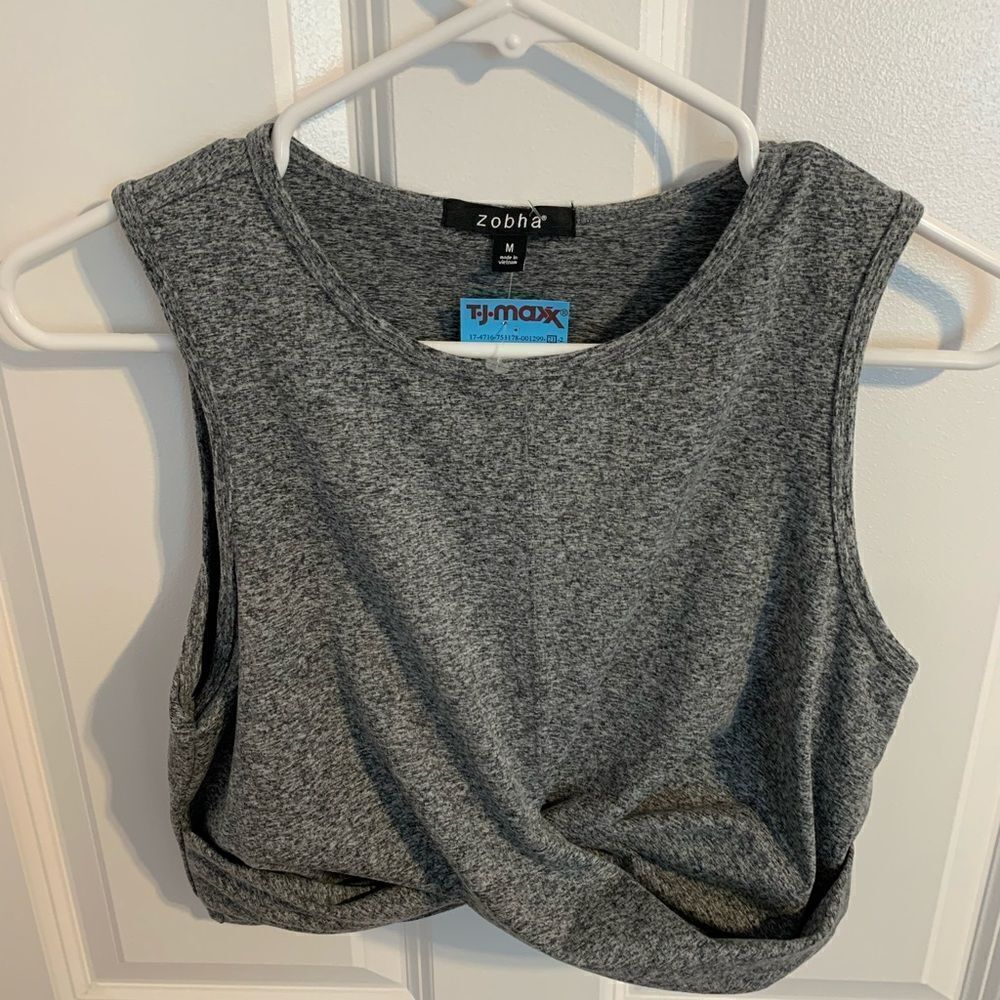 Zobha medium gray workout crop top shirt tank sleeveless